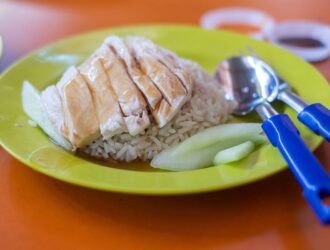 Delicious Singapore chicken rice, Hainanese Asian food style